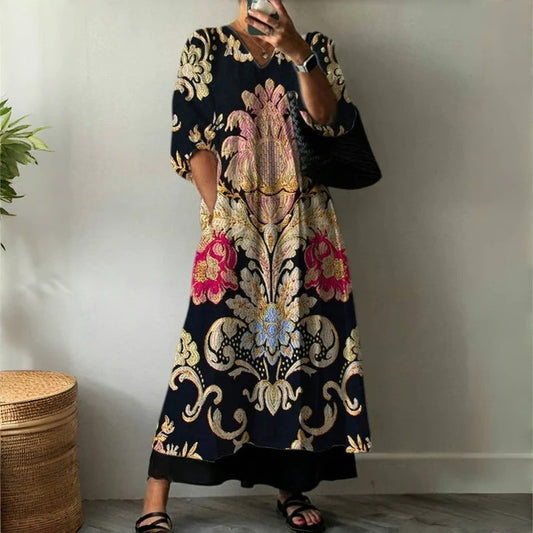 Catalina™ | Vestido Vintage Con Estampado Étnico